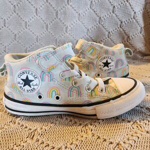 Little girls high top rainbow converse